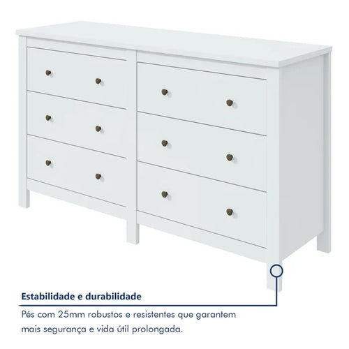 Cômoda 6 Gavetas Maggiore New Espresso Móveis Branco